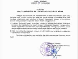 Wali Kota Batam Terbitkan Edaran Perayaan Tahun Baru 2026, Warga Diajak Rayakan dengan Empati dan Kesederhanaan