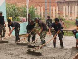 Hari Kedua TMMD ke-130, Satgas dan Warga Tancap Gas Kebut Pengecoran Jalan di Mangsang Maju